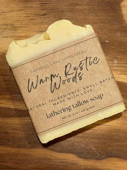 Warm Rustic Woods 100% Grass-fed Tallow Soap