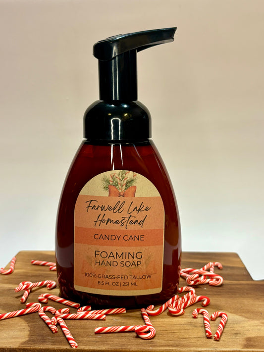 Foaming Candy Cane Tallow Hand Soap – 8.5 oz