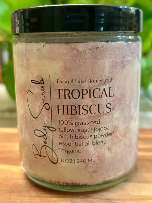 100% Grass-fed Tallow Tropical Hibiscus Sugar Scrub